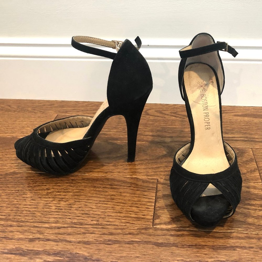 Boston Proper - Black suede high heels SZ6
